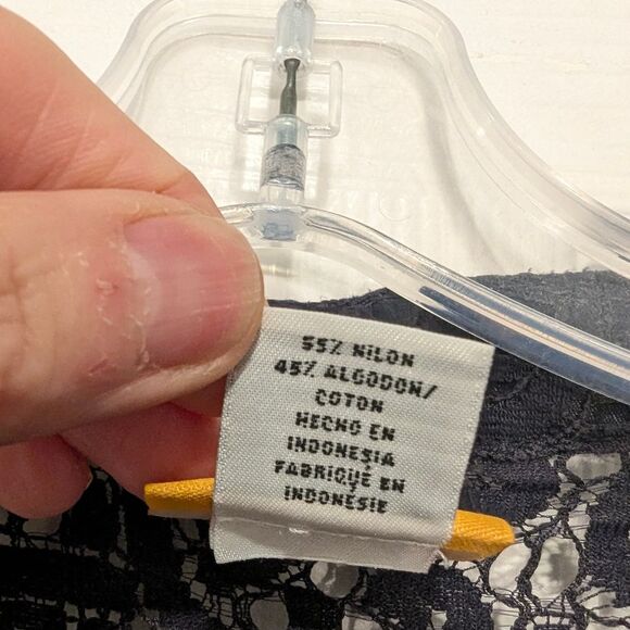 Ruby Rd. Women's Black Navy Lace Sheer 3/4 Sleeve Embellished Button Shirt 18W - Picture 3 of 8